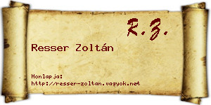 Resser Zoltán névjegykártya